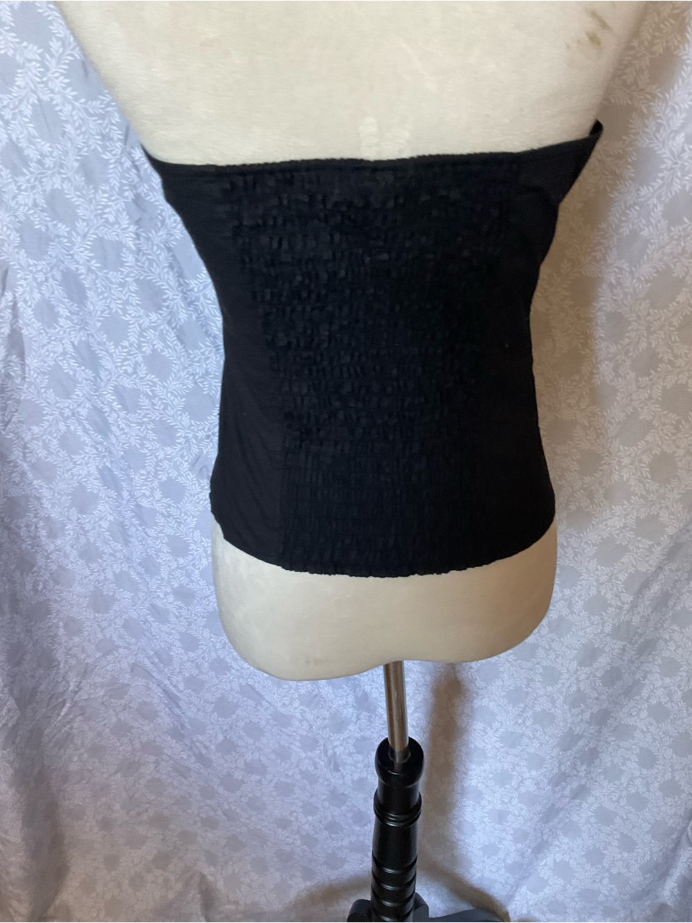 Black Studded Halter Zip Corset Top with Silver Embroidery - Picture 5 of 8